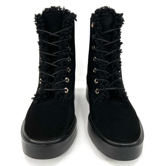 STUART WEITZMAN HENLEY CHILL SUEDE SHEARLING COMBAT ANKLE BOOTS US 6 - EU 36.5 - Picture 4 of 11